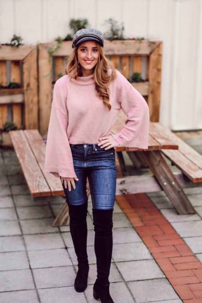 Pink Sweater Casual Friday News Cap Rag and Bone Over the knee Stuart Weitzman